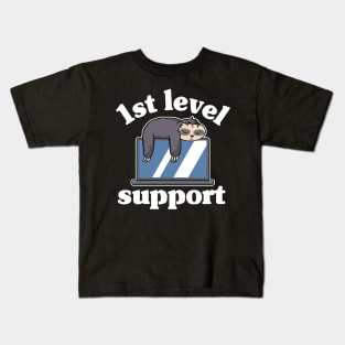 Funny Tech Support Sloth 1st Level Support Gift Kids T-Shirt